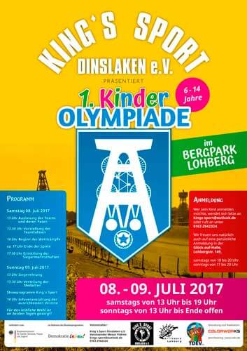 Tolerantes Dinslaken - Projekte 2017 - Plakat zur Kinderolympiade im Bergpark